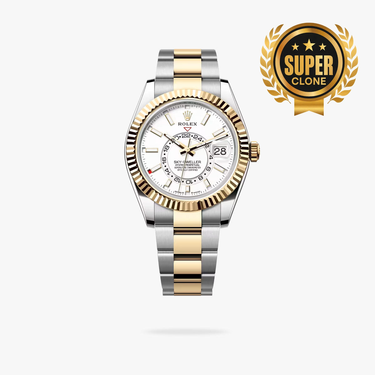 [Super Clone] Regency Dual Time 42 mm Timeless Fluted Bezel Intense white Dial 336933 9681