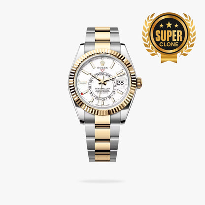 [Super Clone] Regency Dual Time 42 mm Timeless Fluted Bezel Intense white Dial 336933 9681
