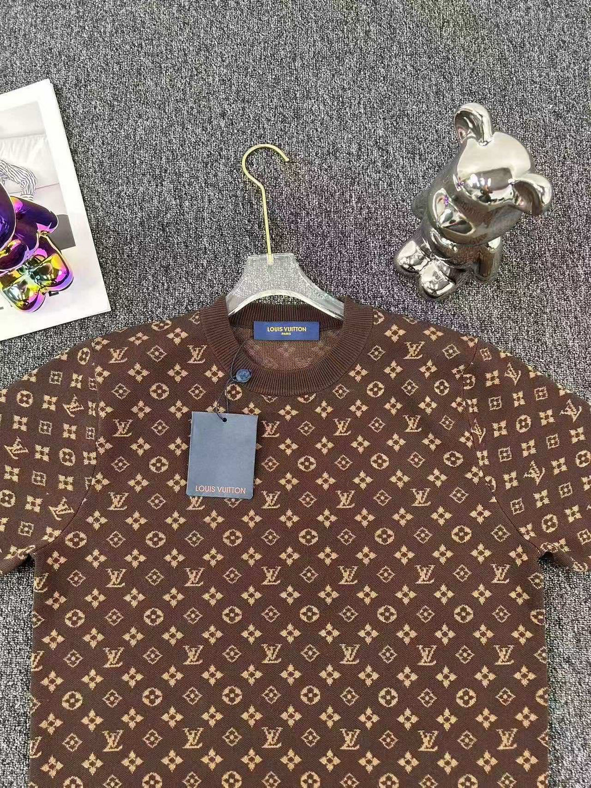 full print short-sleeved knitted t-shirt