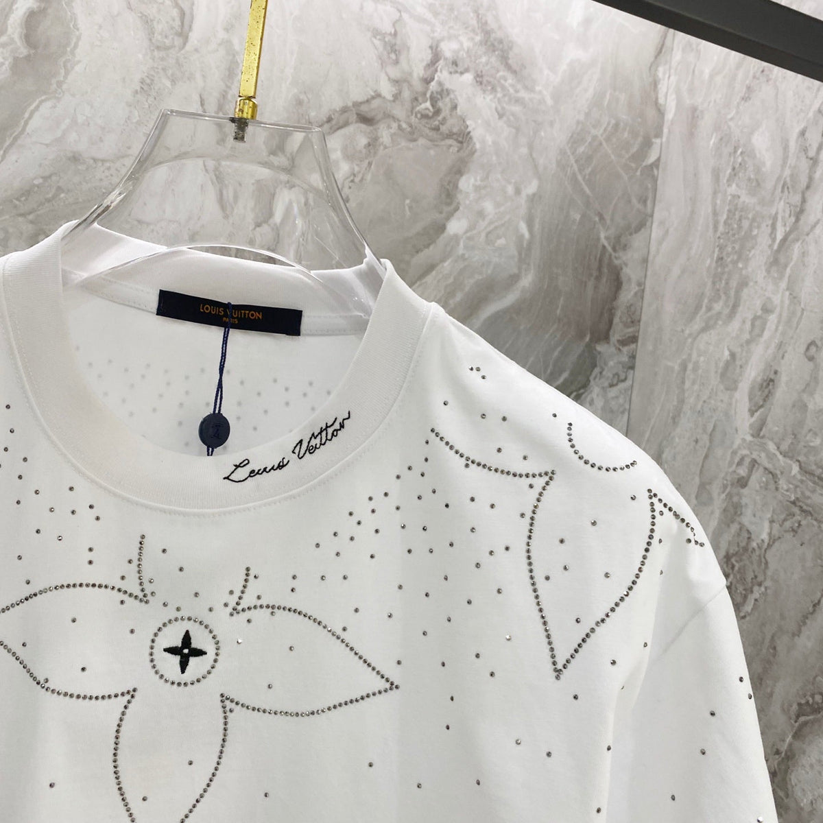 Embroidery band drill personality t-shirt