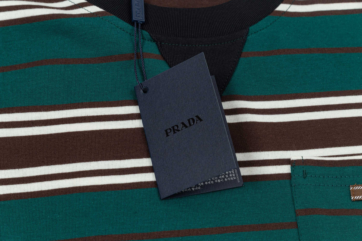 New contrasting striped embroidered T-shirt