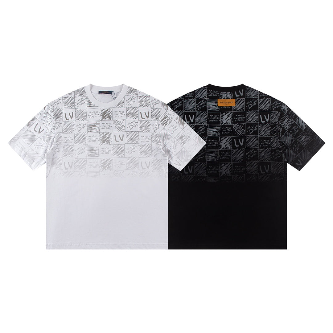Spliced gradient print t-shirt