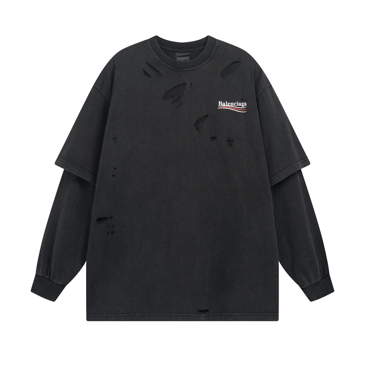 Printed ripped long sleeve t-shirt