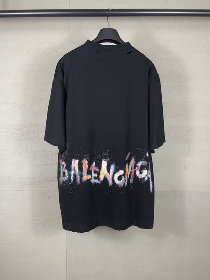 Classic pattern graffiti embroidery t-shirt