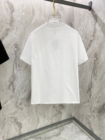 Embroidery band drill personality t-shirt