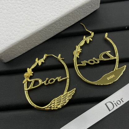 Wings Flowers Letter Earrings