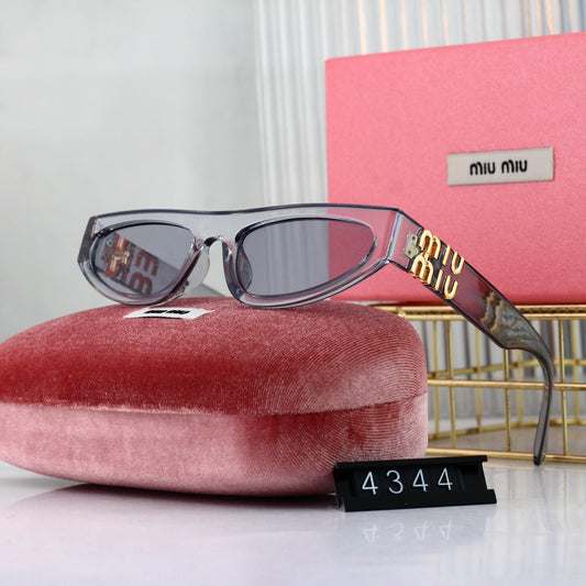 Rectangular Gold-tone Logo Sunglasses