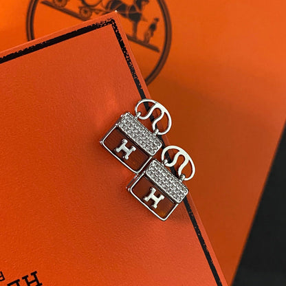 Metal H Bag Pendant Earrings