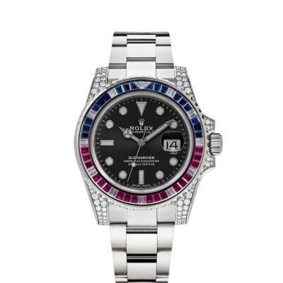 wrist watch Submariner Silver Blue/Red Diamond, 40mm watch