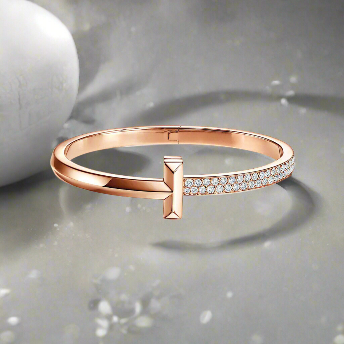 18K Celestial T1 Wide Diamond Hinged Bangle Bracelet