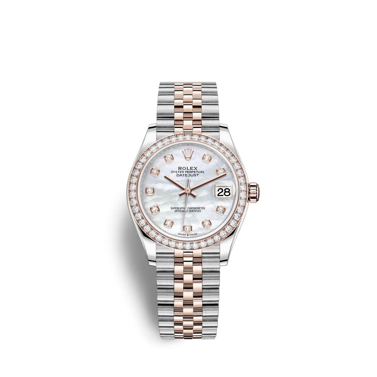 wrist watch Datejust 31, Oystersteel, 18kt Everose Gold and diamonds, Ref# 278381RBR-0026 watch